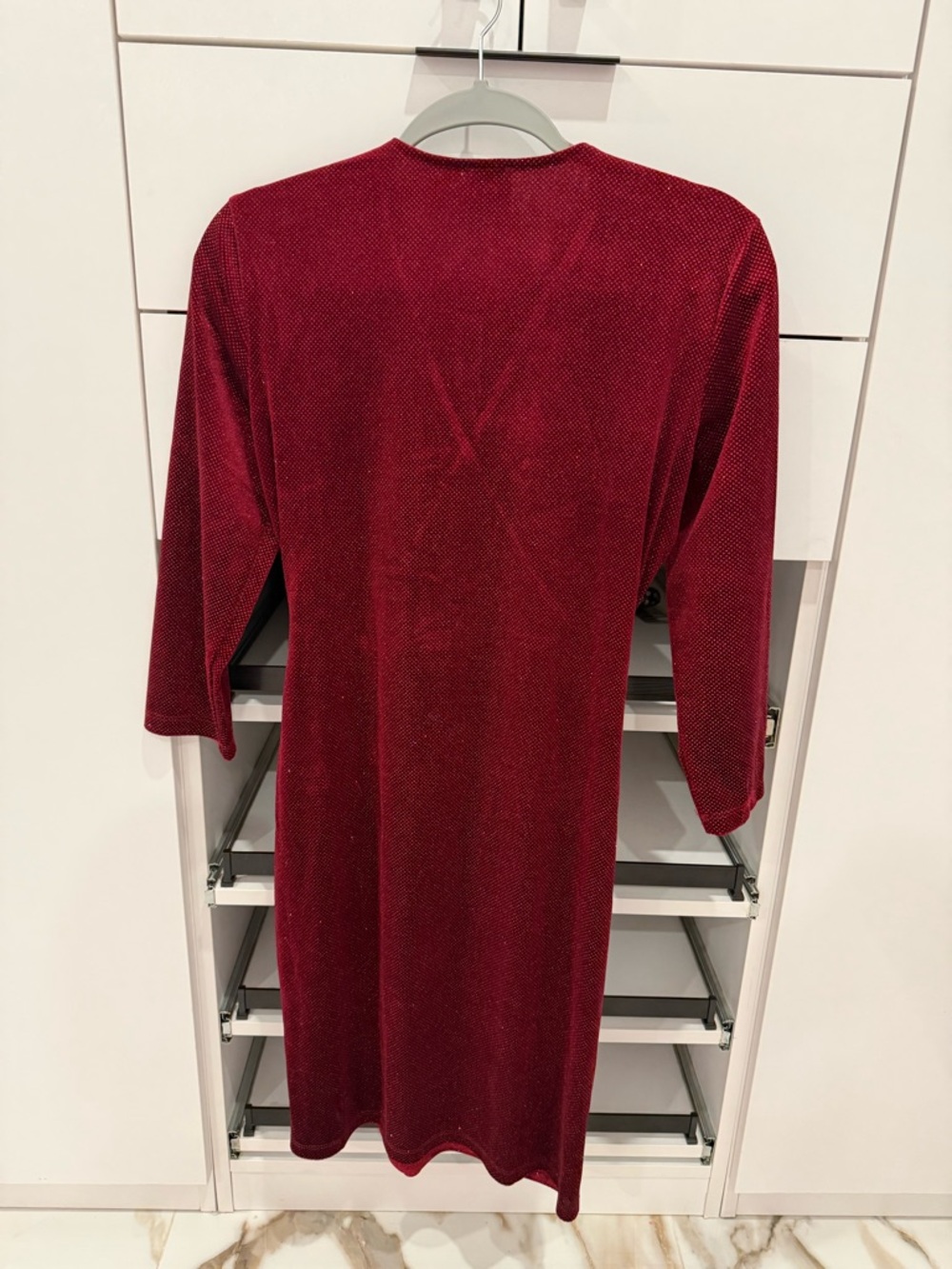 Anne Klein Sparkle Red Wrap-Style Top with Gold Logo Detail - Picture 3 of 3